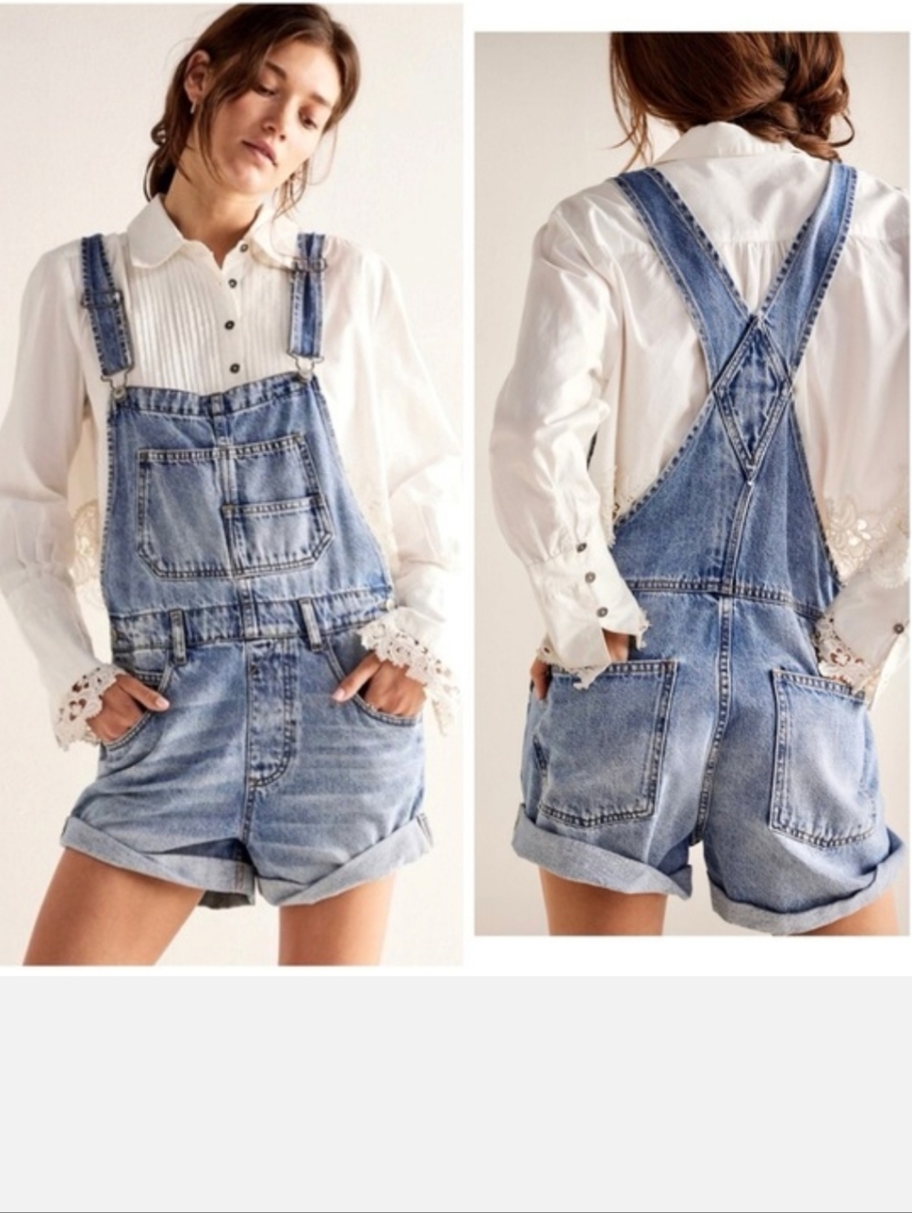 We The Free Light Blue Denim Short'alls - Picture 4 of 9